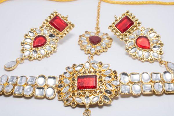 Red Kundan Chocker Set